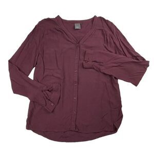 Ichi Marlene Maroon Button Up Blouse